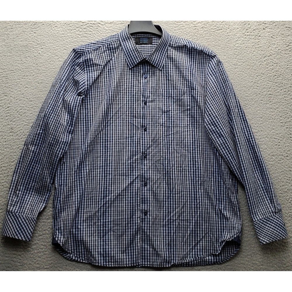 Orvieto Dress Shirt Mens XL Multi Checkered Long Sleeve Collared Button-Up EUC